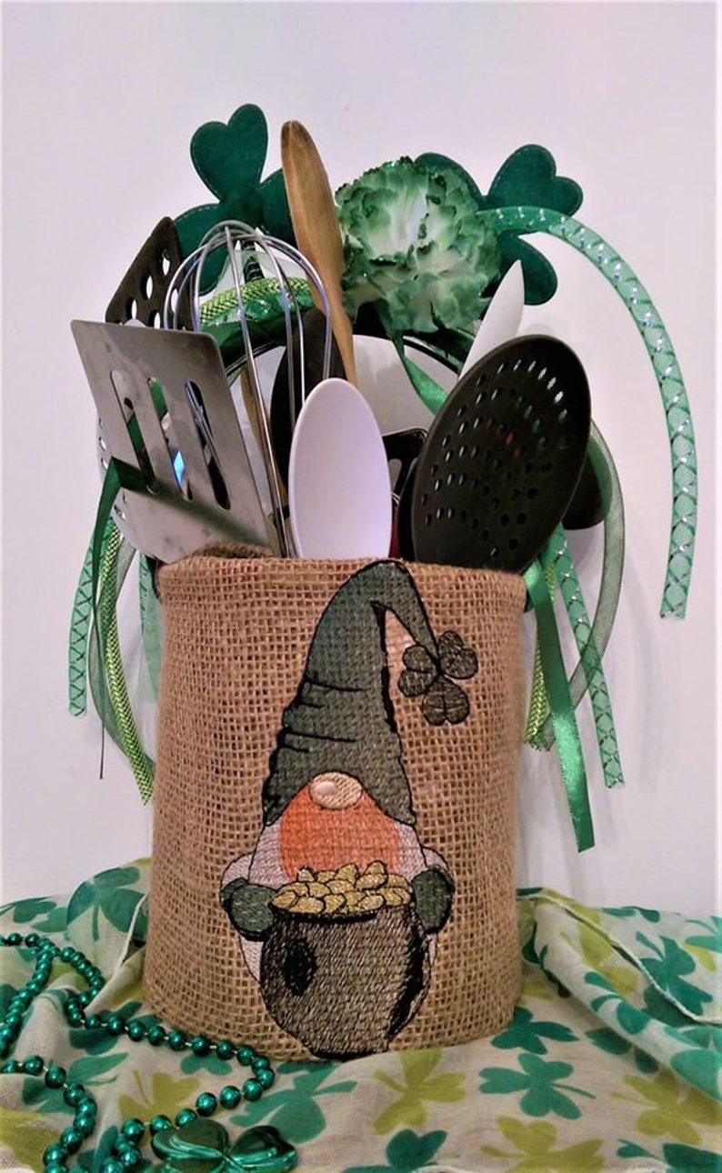 St patricks day gnome with pot of gold sketch filled  etsy