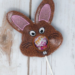 In The Hoop Bunny Lollipop Holder Embroidery Design- Available Sizes 4x4 INSTANT DIGITAL DOWNLOAD