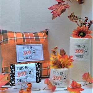 Este é o design de bordado de papel higiênico Boo Sheet - tamanhos disponíveis 4x4 DOWNLOAD DIGITAL INSTANTÂNEO