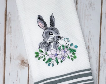 Floral Bunny Sketch Embroidery Design- Available Sizes 8x12 6x10 5x7 4x4 INSTANT DIGITAL DOWNLOAD