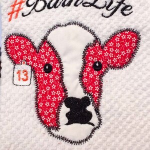 Barn Life Applique Cow Embroidery Design- Sizes Available 4x4 5x7 6x10 INSTANT DIGITAL DOWNLOAD