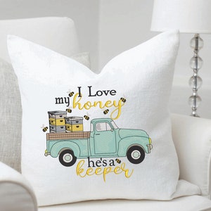 Bee Keeper (him and her) Vintage Truck Sketch Embroidery Design- Available Sizes 8x12 6x10 5x7 INSTANT DIGITAL DOWNLOAD