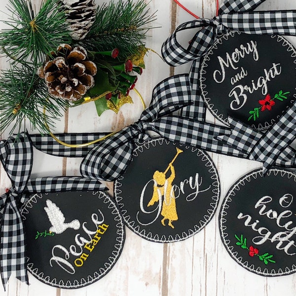 In The Hoop Christmas Ornament Set Applique Embroidery Set- Available Sizes 4x4 INSTANT DIGITAL DOWNLOAD
