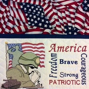 Military Pride and America, brave, freedom subway art embroidery design Available as 6x10, 5x7, & 4x4 INSTANT DIGITAL DOWNLOAD