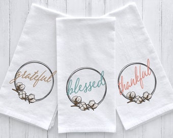 Blessed, Grateful and Thankful Cotton Wreath Farmhouse Embroidery design set- Sizes available 8x12 6x10 5x7 and 4x4 INSTANT DIGITAL DOWNLOAD