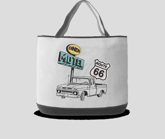Vintage Route 66 Sketch Truck and Sign Embroidery Design- Sizes Available 6x10 5x7 4x4 INSTANT DIGITAL DOWNLOAD