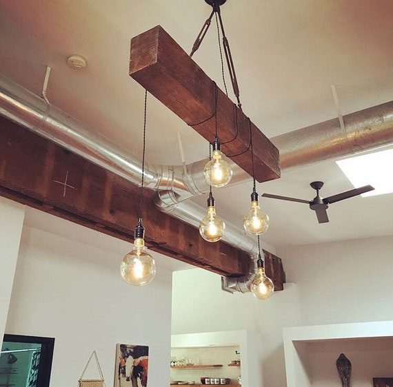 Reclaimed Wood Beam Chandelier Image 0