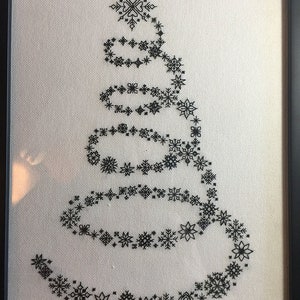 14 Count Snowflake Christmas Tree Blackwork Pattern image 2