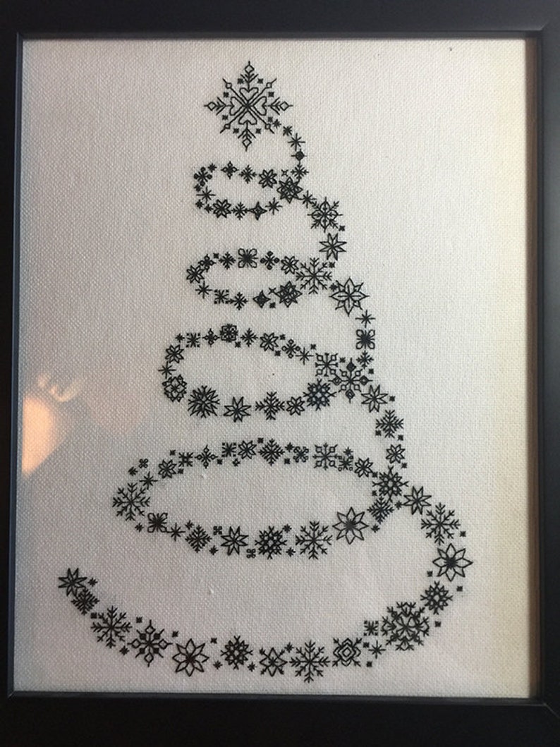 14 Count Snowflake Christmas Tree Blackwork Pattern image 2