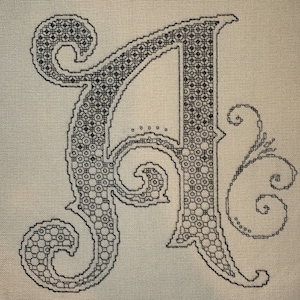 Blackwork Monogram 3 - Letter A Needlework Pattern