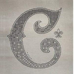 Blackwork Monogram 3 - Letter C Needlework Pattern