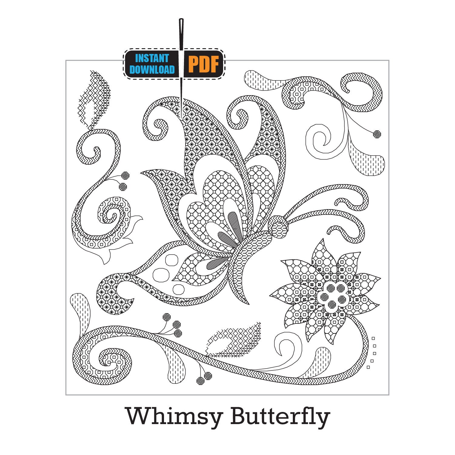 Whimsy Butterfly 14 Count Blackwork Pattern, Needlework Butterfly - Etsy
