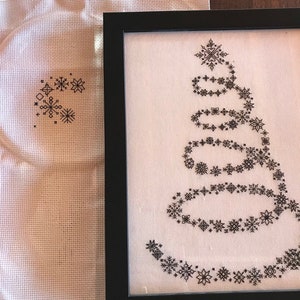 14 Count Snowflake Christmas Tree Blackwork Pattern image 4