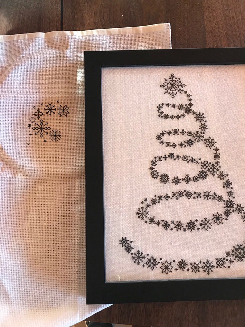 14 Count Snowflake Christmas Tree Blackwork Pattern image 4