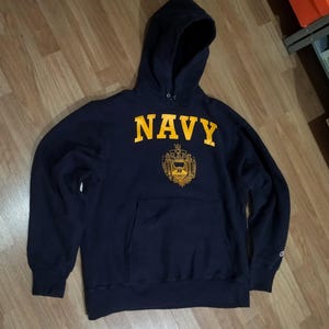 Vintage Champion Reverse Weave marineblauwe scheepskuil: 23 x 27 inch