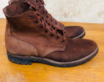 Stivali vintage della seconda guerra mondiale degli anni '40 Wingfoot Goodyear, realizzati negli Stati Uniti, da uomo, taglia 8 US