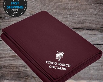 Cinco Ranch Cougars Stadium blankets with embroidered school logo