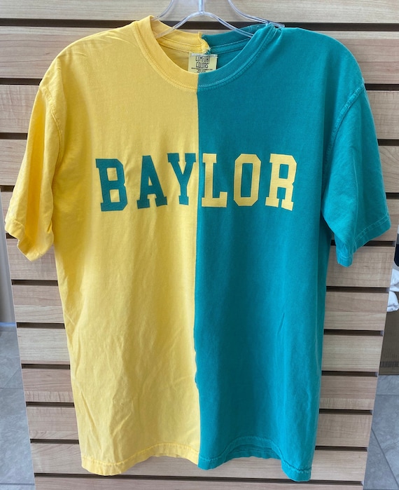 Split Tee Baylor Half Half T Shirt Etsy Split Tee Baylor Half Half T Shirt Etsy