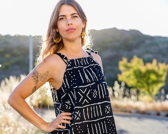 Loose summer Black and white dress