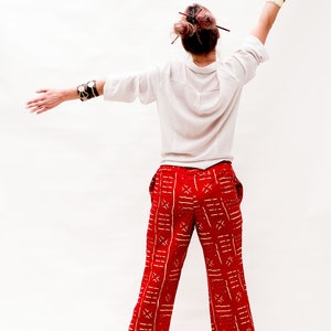 Casual red waxprint pants for women image 5