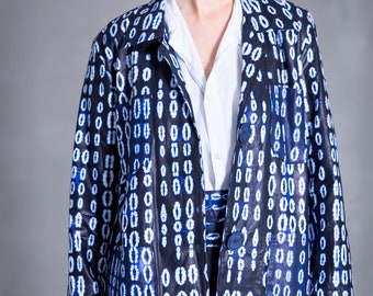 Indigo style waxprint blazer