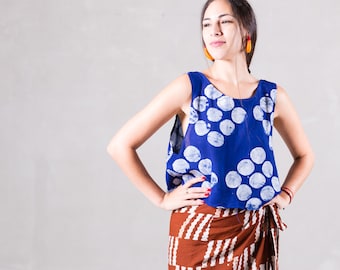 Hand dyed indigo Top