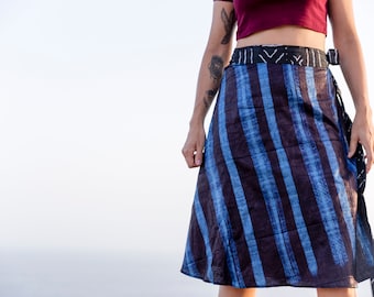 Unique hand dyed Indigo wrap skirt