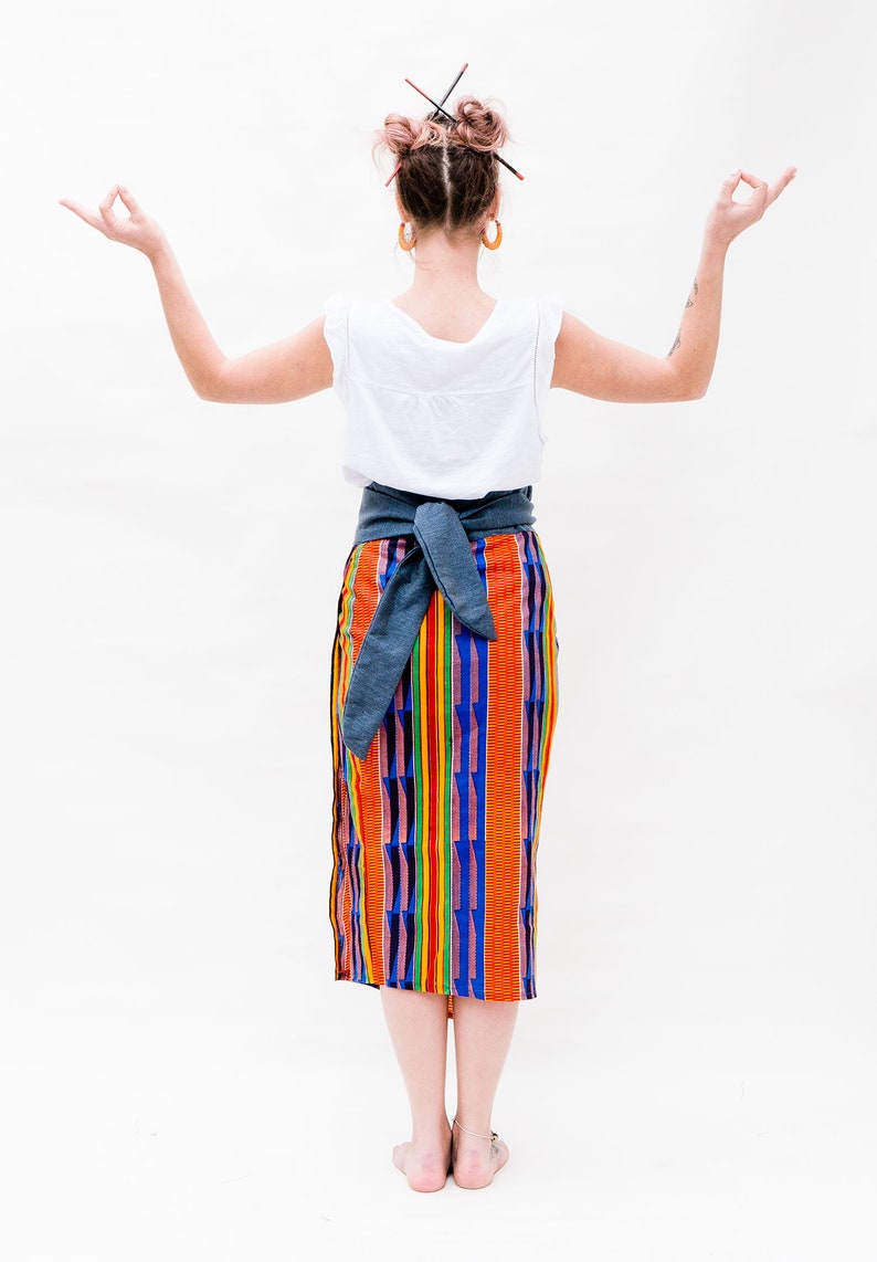 Long high waist wrap skirt / african fabric skirt / midi skirt / winter wrap image 5