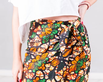Vintage Ornage flower wrap skirt