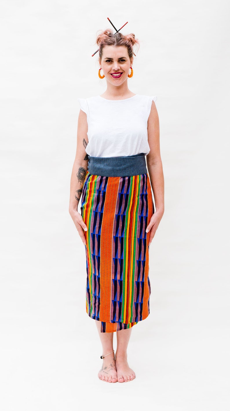 Long high waist wrap skirt / african fabric skirt / midi skirt / winter wrap image 1