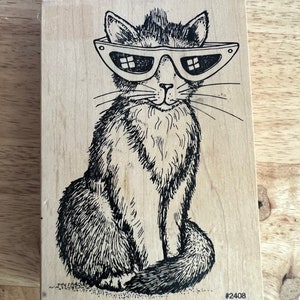 Cool Cat with Sunglasses Large Rubber Stamp by Comotion #2408