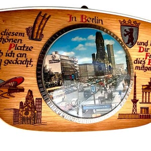 Vintage Advertising/Souvenir Circa 1970s.  in Berlin Photo on Wooden Plaque.