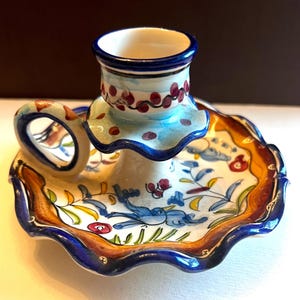 Hand Painted Candlestick Holder Made in Portugal