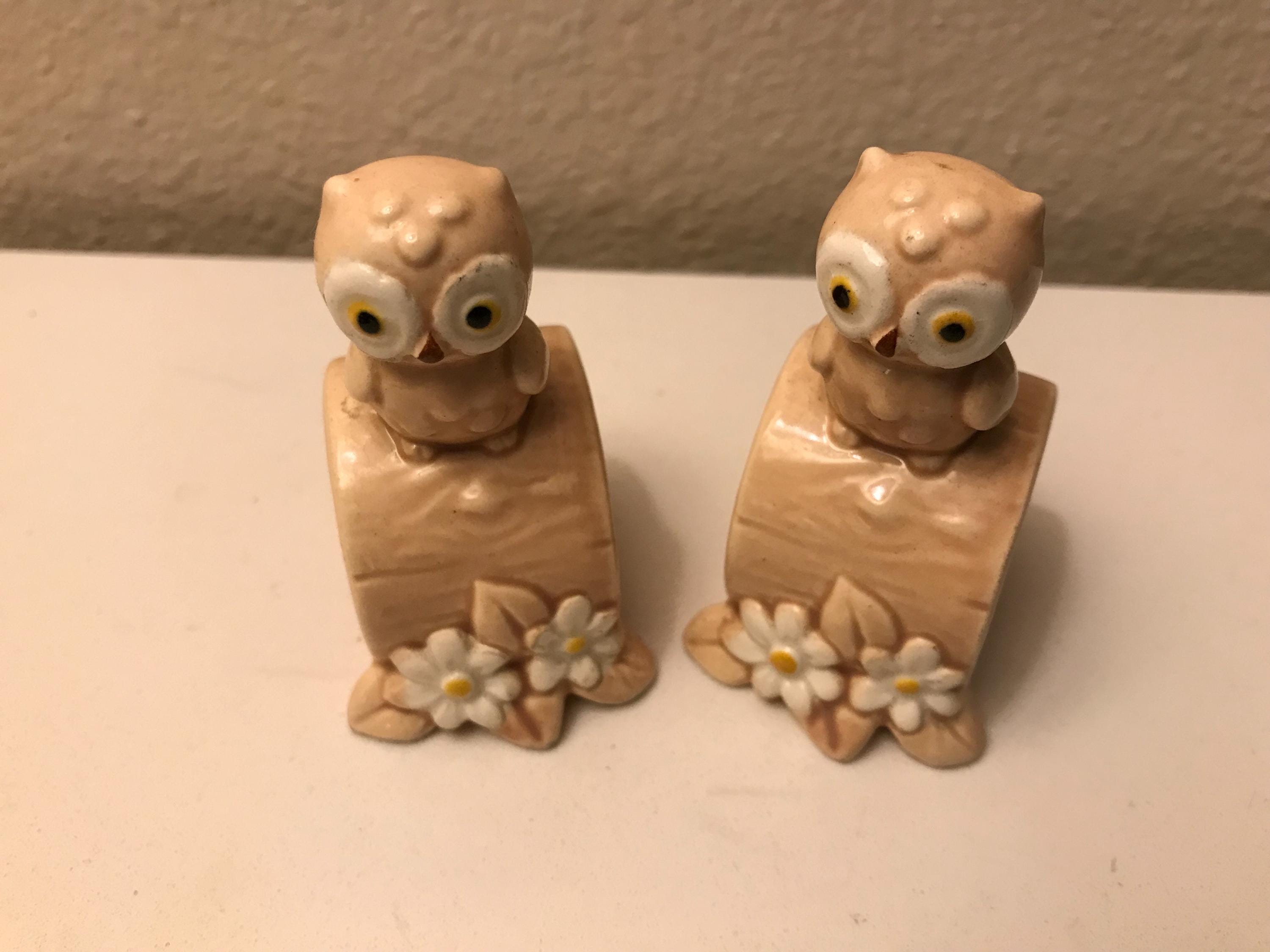 Josef Original Ceramic Owl Napkin Rings.