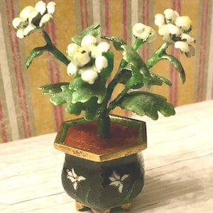 Vintage Miniature Chinese Cloisinne Flower Pot with Floral Arrangment