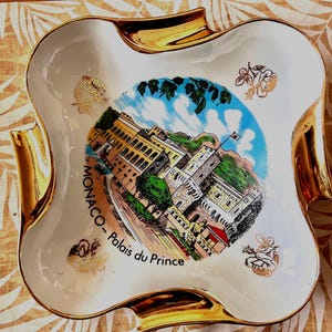 Porcelaines D’Art Gilded Collector Dish - Trinket - Ashtray. Monaco Palais du Print
