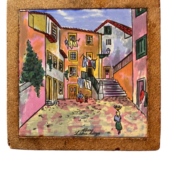 Vintage Hand Painted Tile - Old Town Lisboa Antiga Trivet