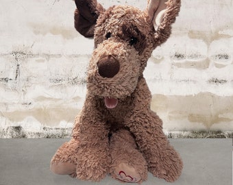 Large Plush - Curly Coat - Brown Plush - Vintage Dog.