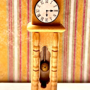Vintage Wooden Dollhouse Grandfather Clock - Hinged Door.