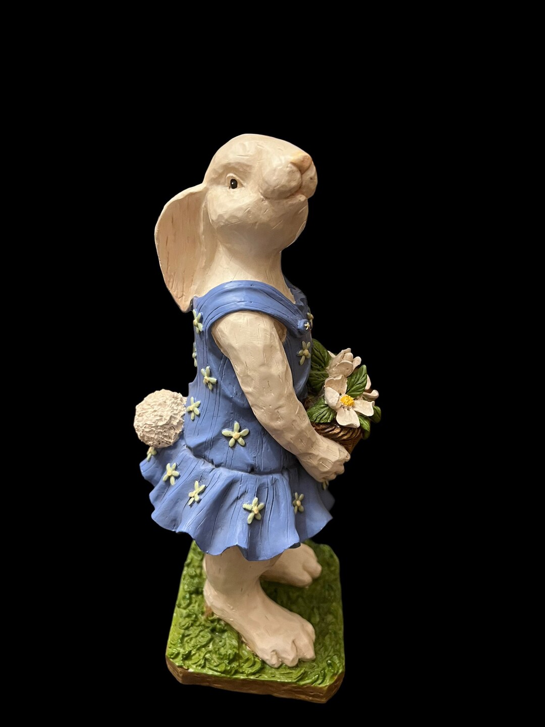 Vintage Foreside Garden Bunny Rabbit With Flower Basket Statue - Etsy
