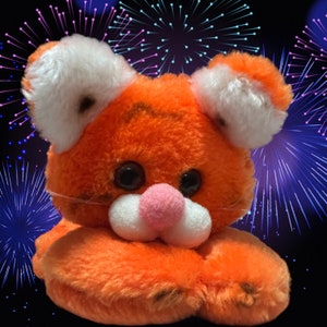 Vintage KMAR Small Kitten Cat Tiger Plush Nutshell Stuffed Plush