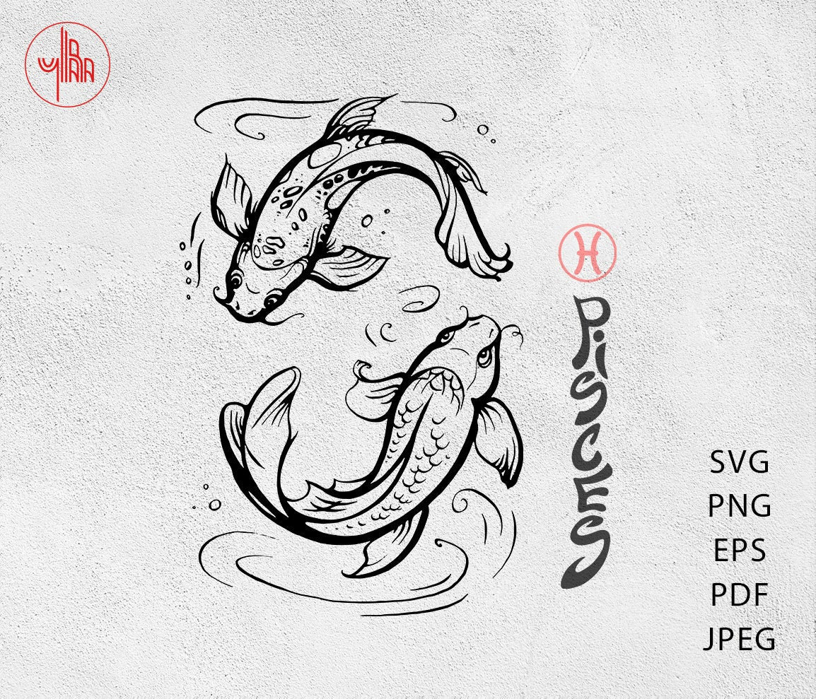 Download Koi Fishes Pisces Zodiac Sign Symbol Of Love And Friendship Etsy
