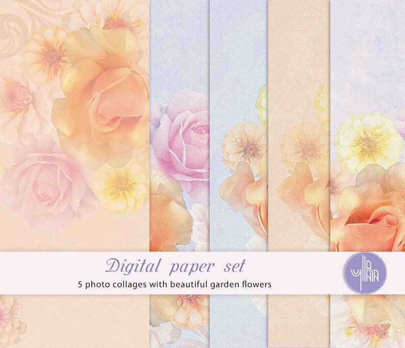 Shabby Chic Digital Paper for Scrapbooking Floral clipart image 0