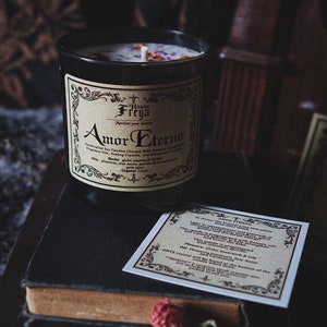 Amor Eterno intention candle w/ onyx crystal