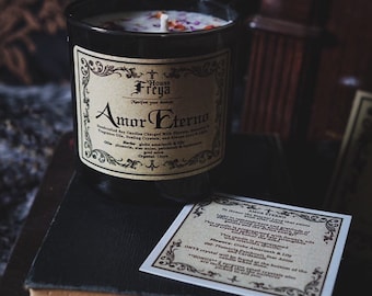 Amor Eterno intention candle w/ onyx crystal