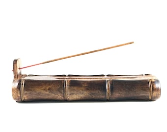 TREELANCE Bamboo Incense Burner Handmade Stick Incense Holder Craft Storage Box Wood Ash Catcher Sticks Incense Holder Brown Incense Holders