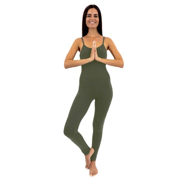 Yoga Dance Workout Green Jumpsuit Bodysuit Unitard Casual Tank One Piece with Bra For Women Gifts for Yoga Instructor Teacher