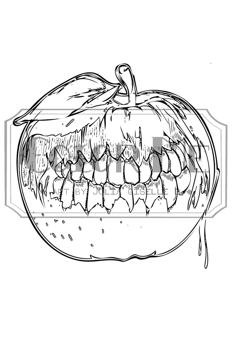 Apple Bite Coloring Page - Etsy