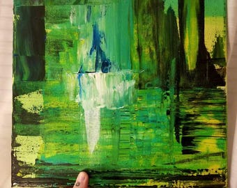 Bright acrylic art, abstarct painting, canvas painting, acrylic painting, original wall art, abstract art, green painting, spring colors