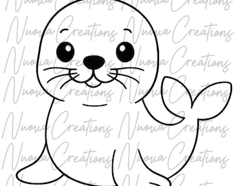 Uroczy foka SVG, pobieranie cyfrowe, urocze zwierzęta SVG, pliki do cięcia